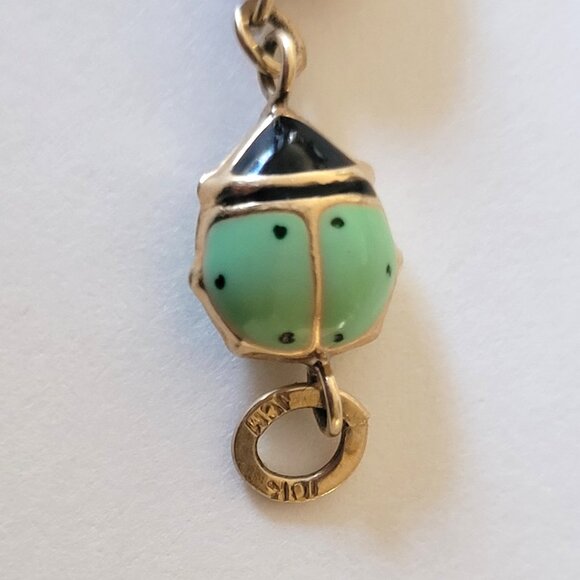 Lady Bug Multicolor Puffy Enamel Bracelet 10k Yellow Gold - Picture 6 of 13